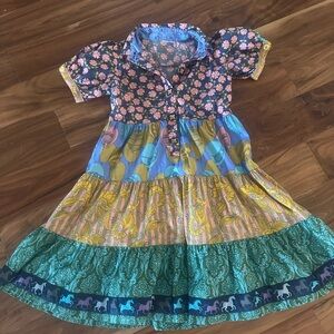 Matilda Jane Purple and Blue Tiered Sundress with Puff Sleeves